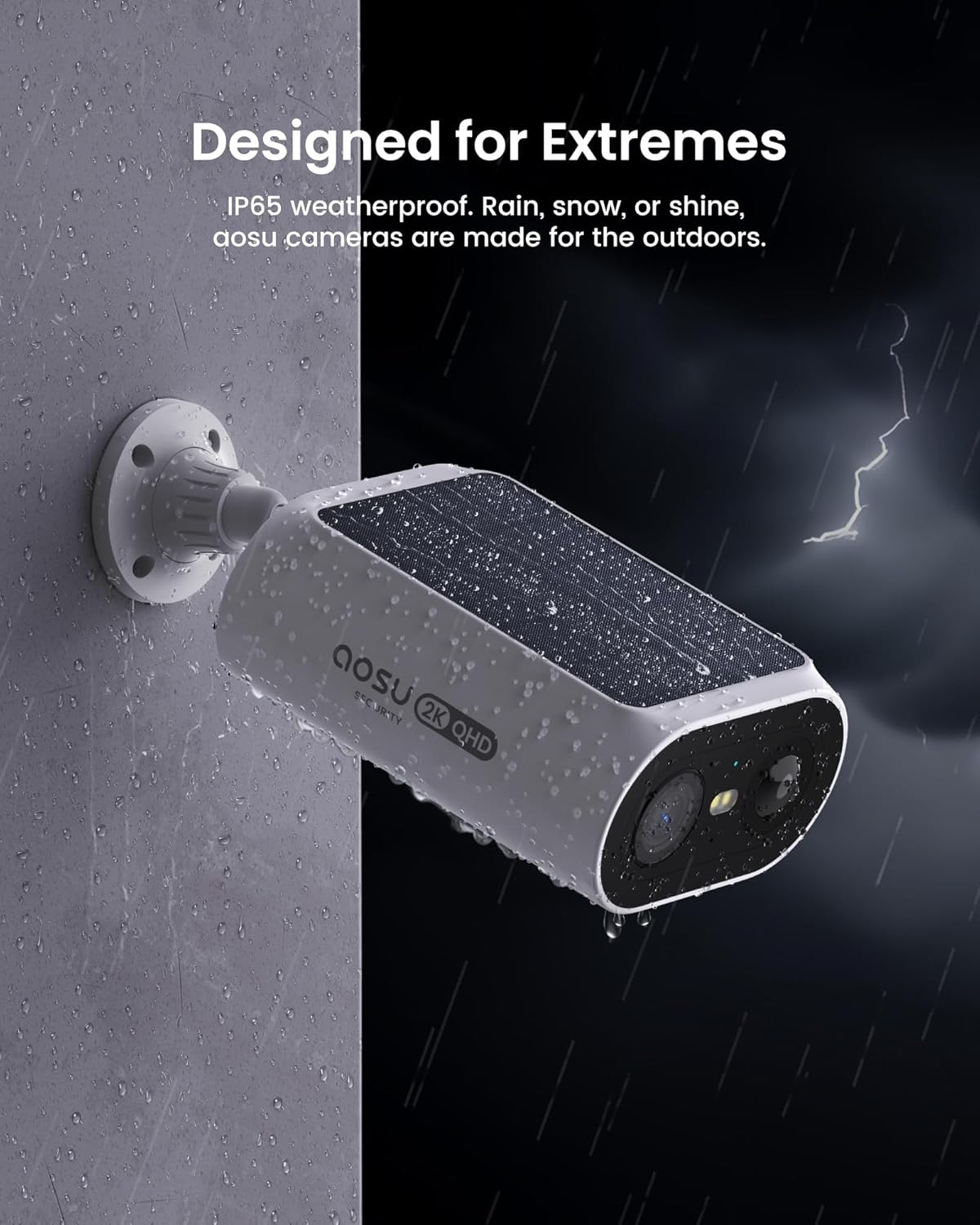 AOSU Solar Security Cameras Wireless Outdoor, 4 Cam-Kit, No Monthly Fees, Local Storage, Home Security Cameras System with Integrated Solar Panel, Easy Setup, 2K Color Night Vision, 5G & 2.4G WiFi - PuriLite
