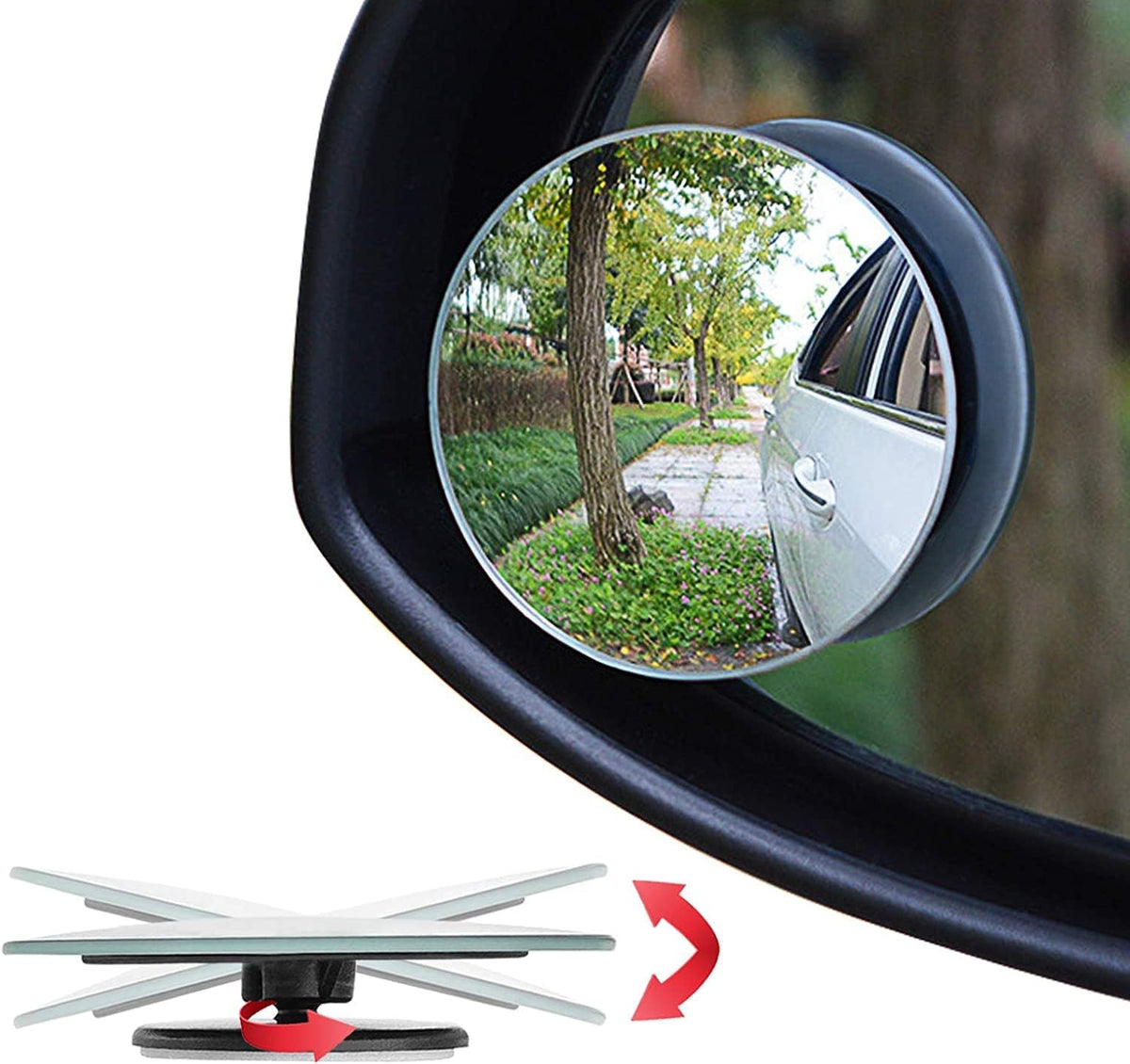 Ampper Blind Spot Mirror, 2" Round HD Glass Frameless Convex Rear View Mirror, Pack of 2 - PuriLite