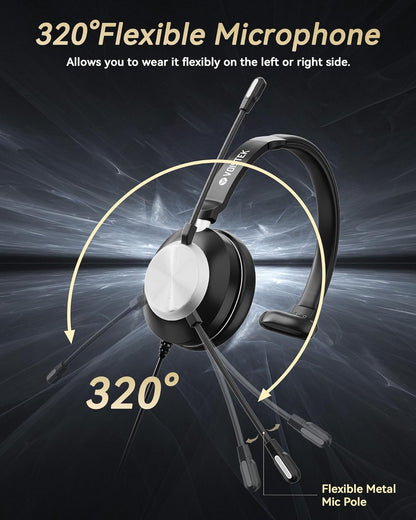 Voistek Computer HeadphonesWired USB C/3.5MM/USB Headset; with Noise Cancelling Microphone & Volume Controls Compatible with PC,Laptop,Mac,iPad,Home,Office,Meeting,Skype,Zoom(882F) - PuriLite