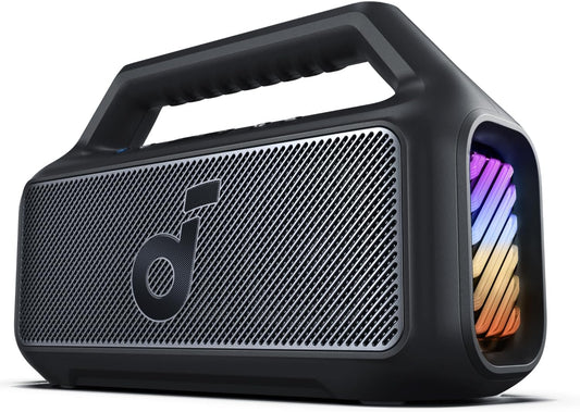 soundcore Boom 2 Outdoor Speaker, 80W, Subwoofer, BassUp 2.0, 24H Playtime, IPX7 Waterproof, Floatable, RGB Lights, USB-C, Custom EQ, Bluetooth 5.3, Portable, Camping, Beach, and Backyard-Black - PuriLite