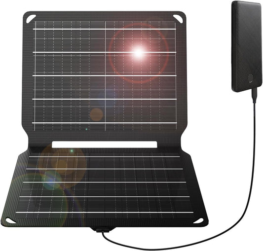FlexSolar 10W Portable Solar Panels Charger 5V USB Small Foldable IP67 Waterproof Power Emergency Camping Backpacking Hiking for Phones iPads Power Banks - PuriLite