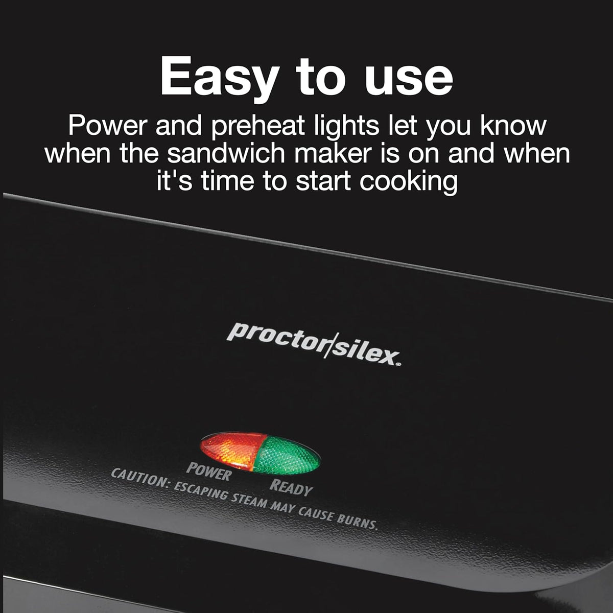 Proctor Silex 4 Serving Panini Press, Sandwich Maker and Compact Indoor Grill, Upright Storage, Easy Clean Nonstick Grids, Black (25440PS) - PuriLite