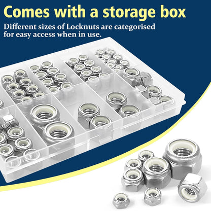 Vifmy 110 Pack 1/4"-20 Inch Lock Nuts,304 (A2-70) Stainless Steel Nylon Insert Locknuts,Standard Inch Thread Nylock Nuts for Bolts - PuriLite