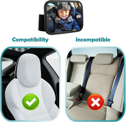 Funbliss Baby Car Mirror for Rear Facing Seat,360° Rotation, Safety CertifiedShatterproof Acrylic Glass, Clear Wide View,Infant Car Mirror for Car Seat Rear Facing,Baby Vehicle Mirror - PuriLite