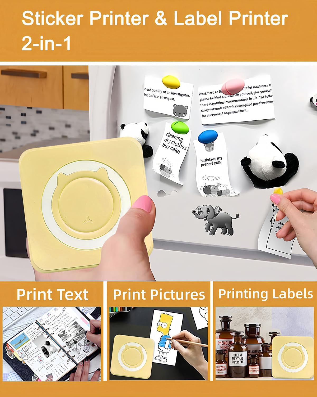 Label Maker - Mini Portable Sticker Printer with 13 Rolls Self-Adhesive Thermal Papers, Labeller Machine for Home Office Study Business Texts Journal, Blue - PuriLite