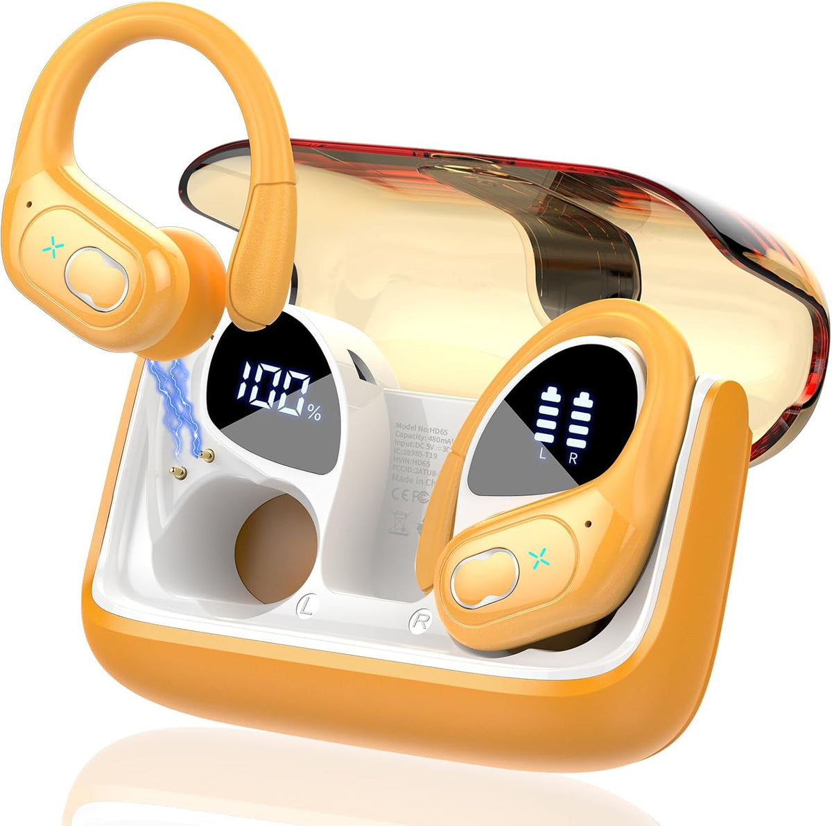 STECEi Wireless Earbuds 75hrs Bluetooth 5.4 Headphone Sport, Bluetooth Earbuds HiFi Stereo Over Ear Bud with Earhooks, ENC Noise Cancelling Mic, IP7 Waterproof Wireless Earphone for Workout/Running - PuriLite