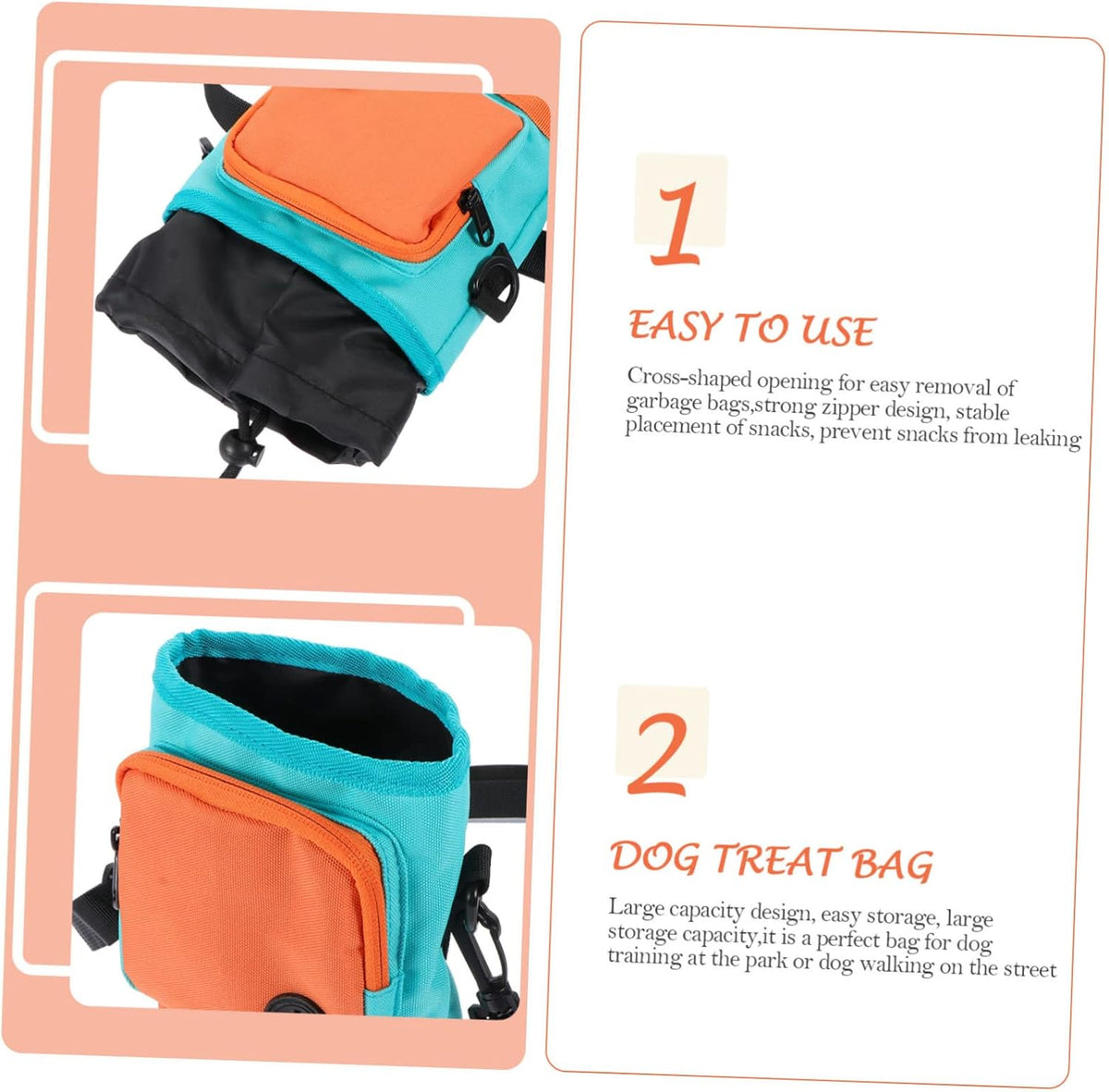 Dog Treat Pouch with Adjustable Waist Strap Lightweight and Durable Pet Training Bag for Treats and - PuriLite