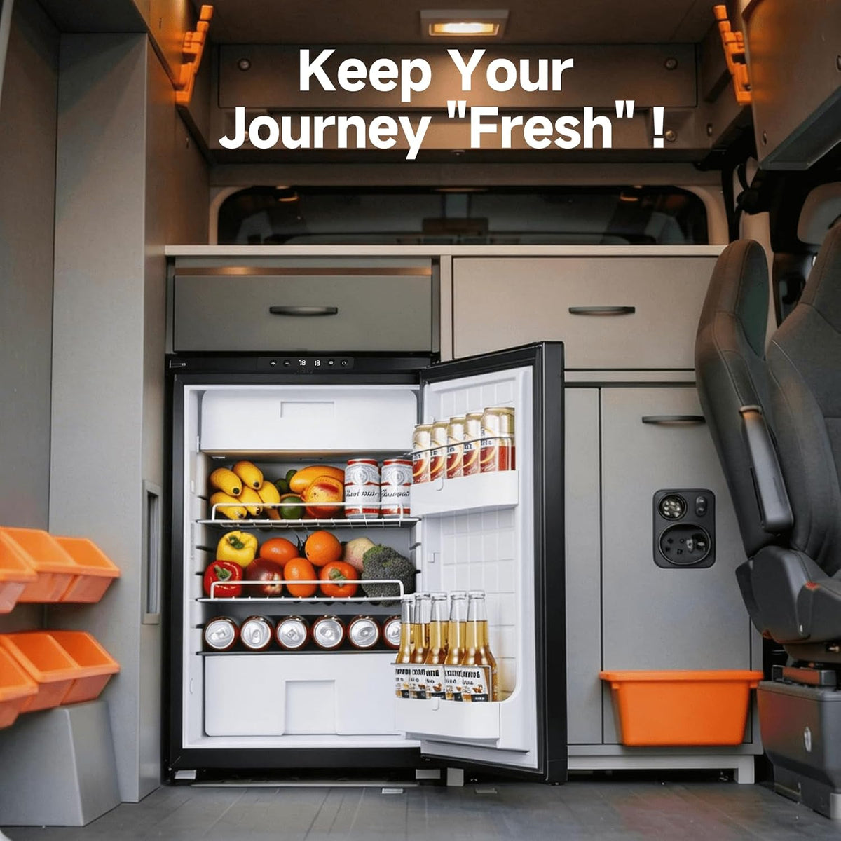 BODEGACOOLER 12V Fridge, RV Refrigerator, 12 Volt Fridge Freezer 83L, 2.9 Cu.Ft Dual Zone Car Refrigerator with Reversible Door,Lock, -4 to 46℉ APP Control Electric Cooler for Travel Outdoor Camping