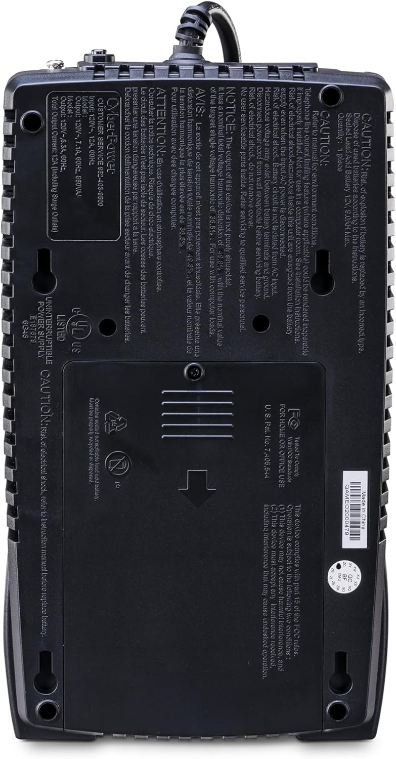 CyberPower EC850LCD Ecologic Battery Backup & Surge Protector UPS System, 850VA/510W, 12 Outlets, ECO Mode, Compact, Uninterruptible Power Supply - PuriLite