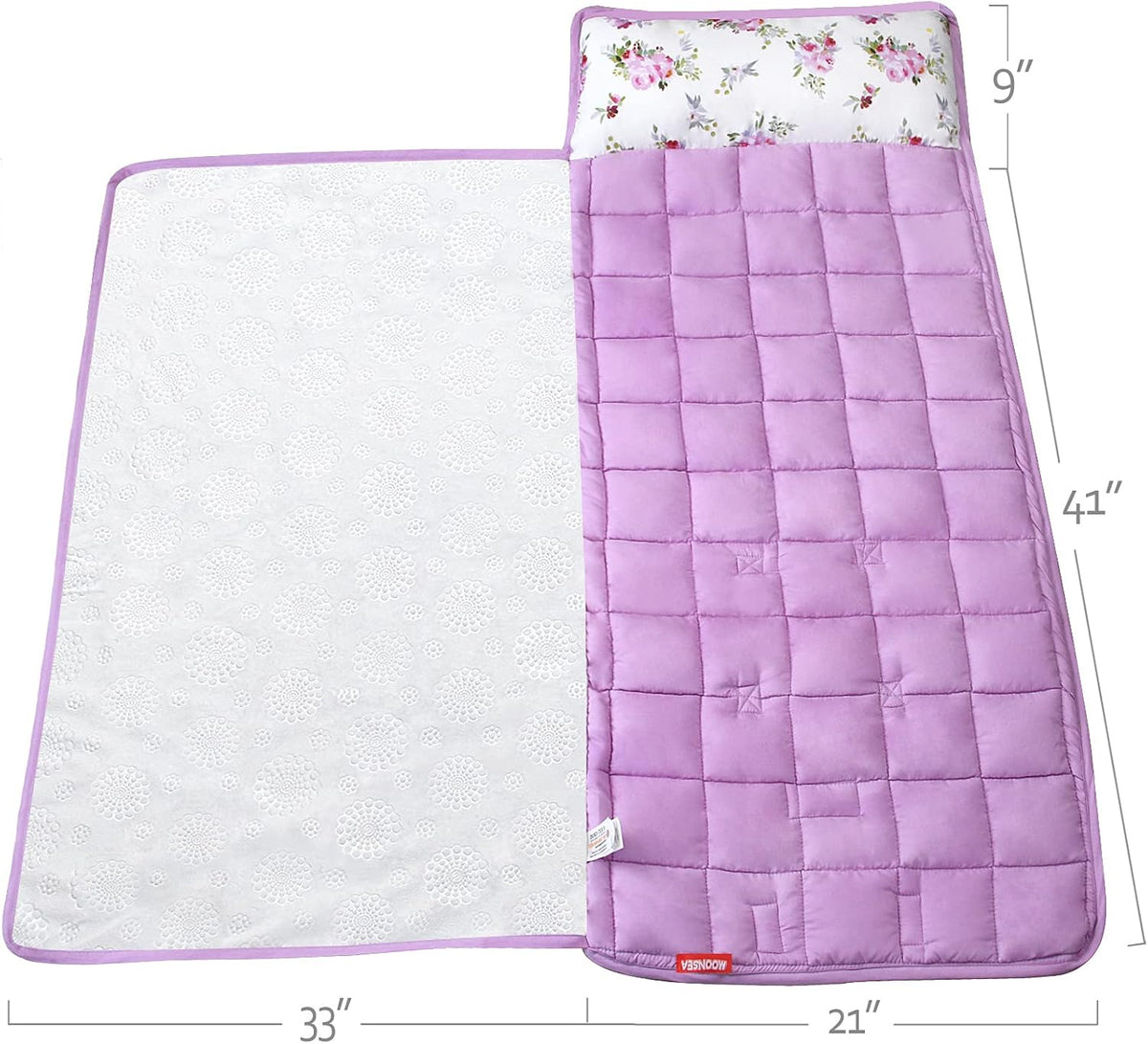 Toddler Nap Mat with Pillow and Fleece Minky Blanket, Kids Sleeping Bag Lightweight and Soft Perfect for Kids Preschool, Daycare, Travel Sleeping Bag Boys and Girls, Fit Standard Cot - PuriLite