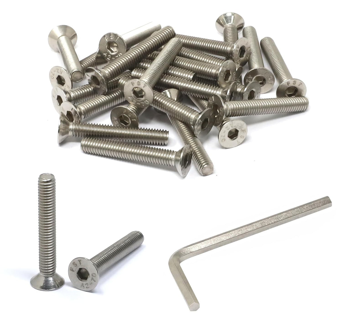 iexcell 5 Pcs M8 x 80mm Thread Pitch 1.25 mm Stainless Steel 304 Hex Socket Flat Head Cap Screws Bolts Kit - PuriLite