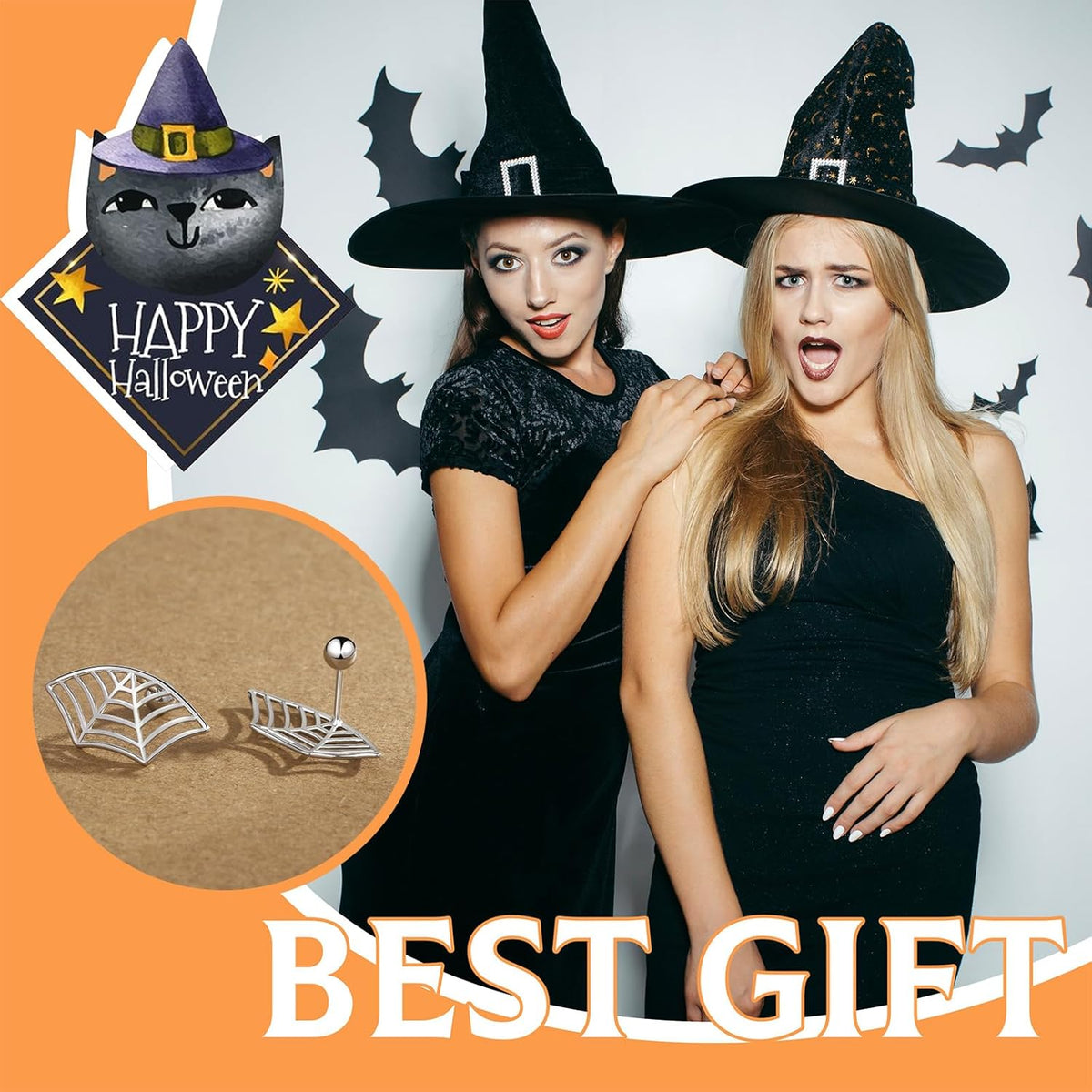 Halloween Earrings for Women Silver Spider Earrings Spider Helix Piercing Jewelry Halloween Costume Outfit Jewelry - PuriLite