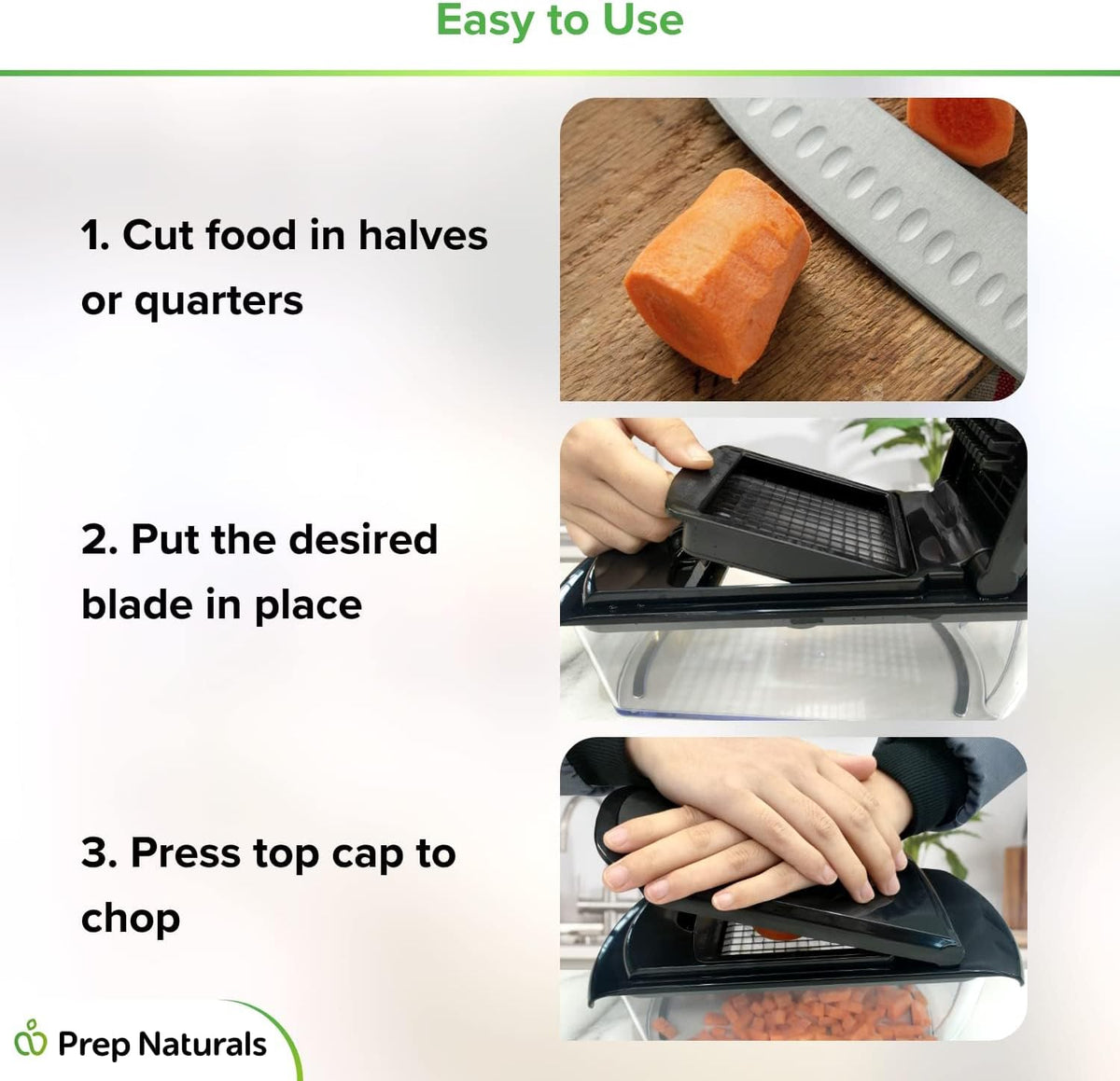 Vegetable Chopper with Container - 2-in-1 Black - Stainless Steel Veggie Chopper Onion Chopper Vegetable Cutter Food Chopper Onion Dicer - Kitchen Tools and Gadgets - PuriLite