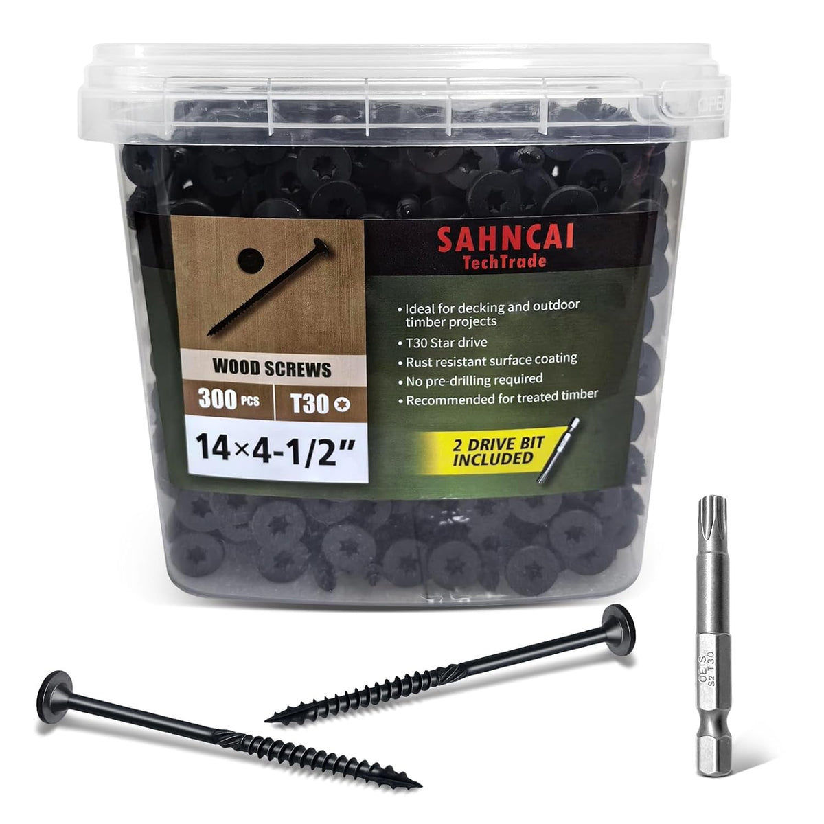 Wood Screws #14 x 6 Inch, Deck Screws 50Pcs,T30 Star Drive Outdoor Screws, Rust Resistant Timber Screws for Timber/Log/Landscaping Wood (#14 x 6) - PuriLite