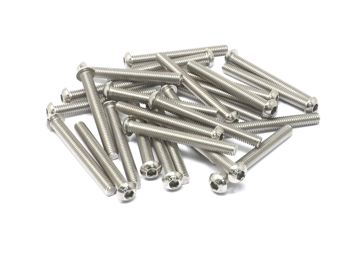 iexcell 50 Pcs M6 x 20mm Thread Pitch 1 mm Stainless Steel 304 Hex Socket Button Head Cap Screws Bolts Kit - PuriLite