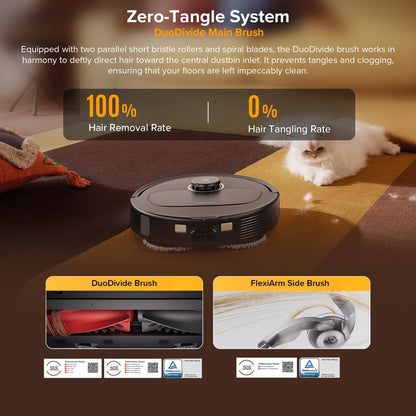 roborock Qrevo S5V Robot Vacuum and Mop, FlexiArm Edge Mopping, 12,000Pa Suction, Smart Obstacle Avoidance, Dual Anti-Tangle Brushes, 10mm Mop Lifting, Auto Mop Washing&Drying, Self-Emptying&Refilling - PuriLite