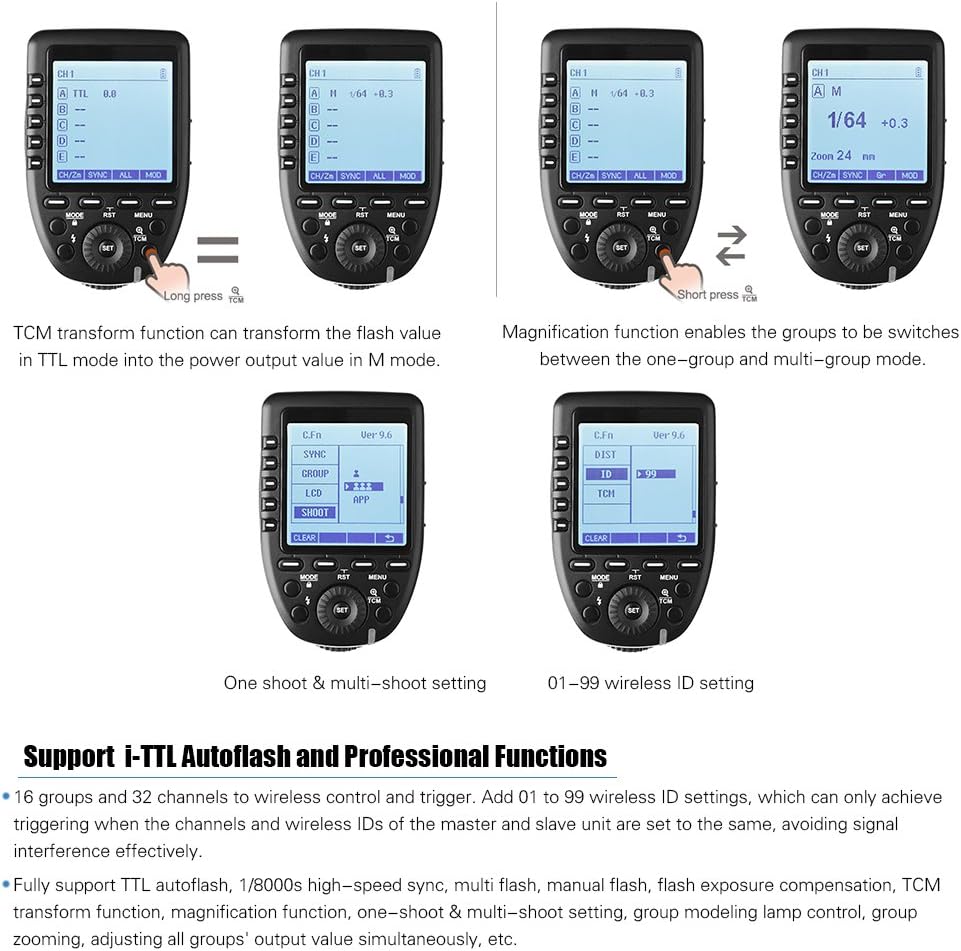 Godox Xpro-N i-TTL Flash Trigger Transmitter with Large LCD Screen 2.4G Wireless X System 32 Channels Support TTL Autoflash 1/8000s HSS for Nikon Camera for Godox Camera - PuriLite
