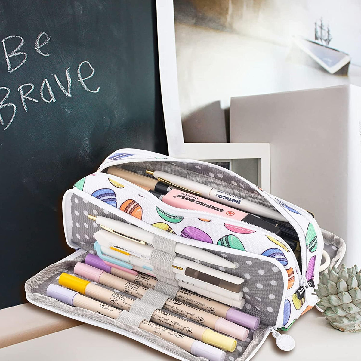 Big Capacity Pencil Case, OLIYuMi 3 Compartment Pencil Pouch Pencil Bag Storage Box Stationery Organizer Makeup Bag with Zipper Closure for Student Office College Boys and Girls (Pink) - PuriLite