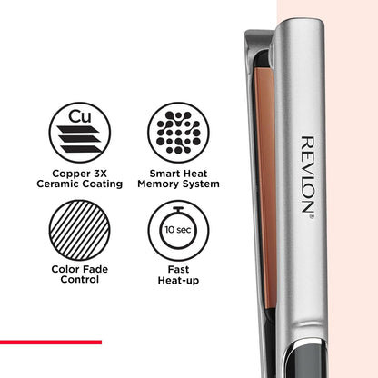 Revlon Salon Straightening and Curling Copper Flat Iron, 1 Inch - PuriLite