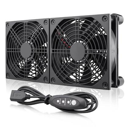 Wathai High Airflow Router Cooling Fan for Computer Cooler TV Small Box DC 5V USB Power 120mm 240mm Fan with Multi Speed Controller - PuriLite