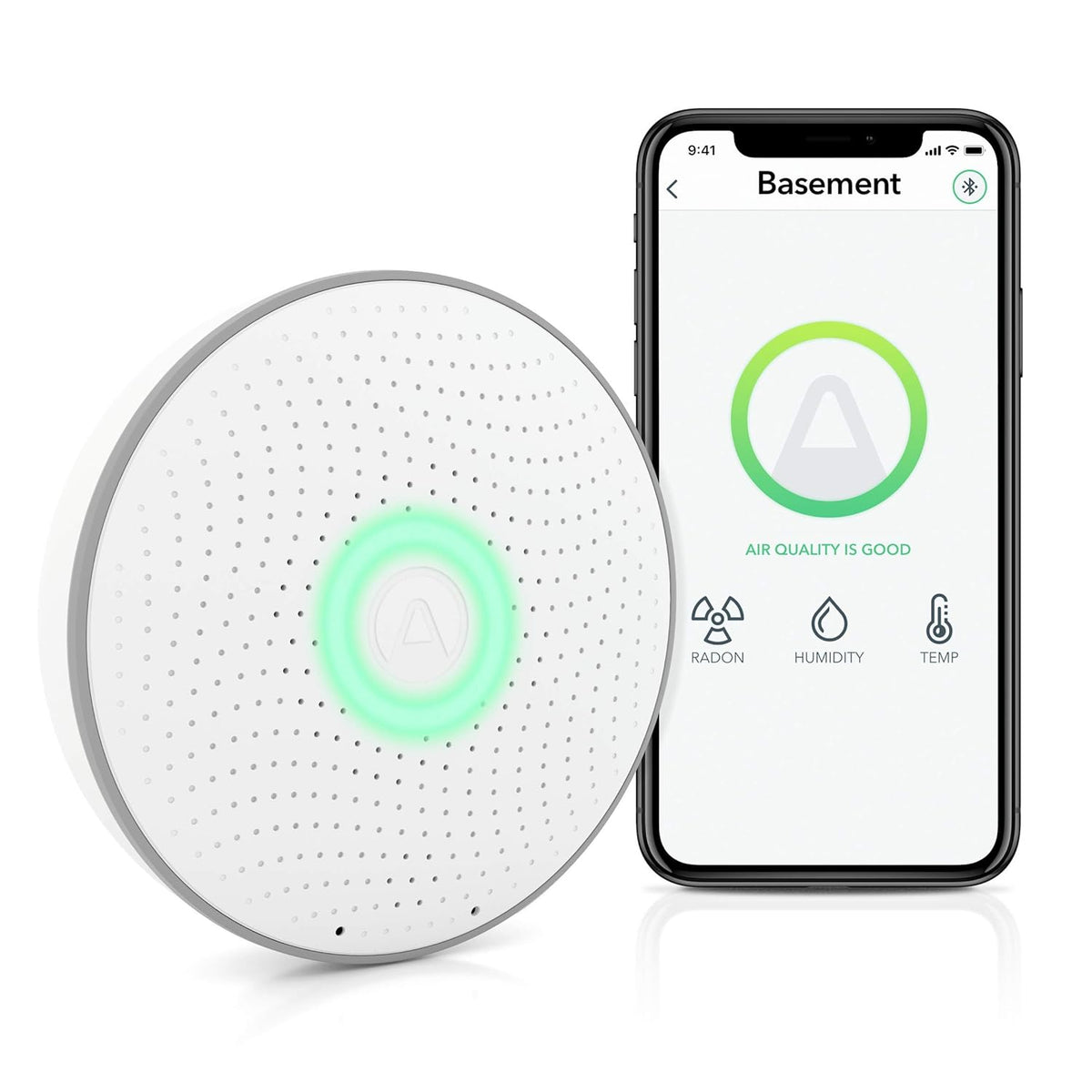 Airthings Wave Radon - Smart Radon Detector with Humidity & Temperature Sensor – Easy-to-Use – Accurate – No Lab Fees – Battery Operated - Free App - PuriLite