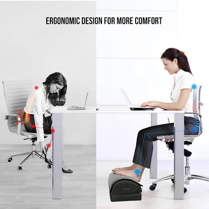 Snailax Foot Rest Under Desk at Work, 2 Heating Levels, 3 Vibrating Massage Modes, Heated Ergonomic Foot Stool with Adjustable Height, Office & Gaming Home Use, Grey - PuriLite