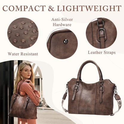 Hobo Bags for Women,VASCHY Vegan Leather Handbag Purse Top Handle Satchel Boho Shoulder Bag with Crossbody Guitar Strap - PuriLite