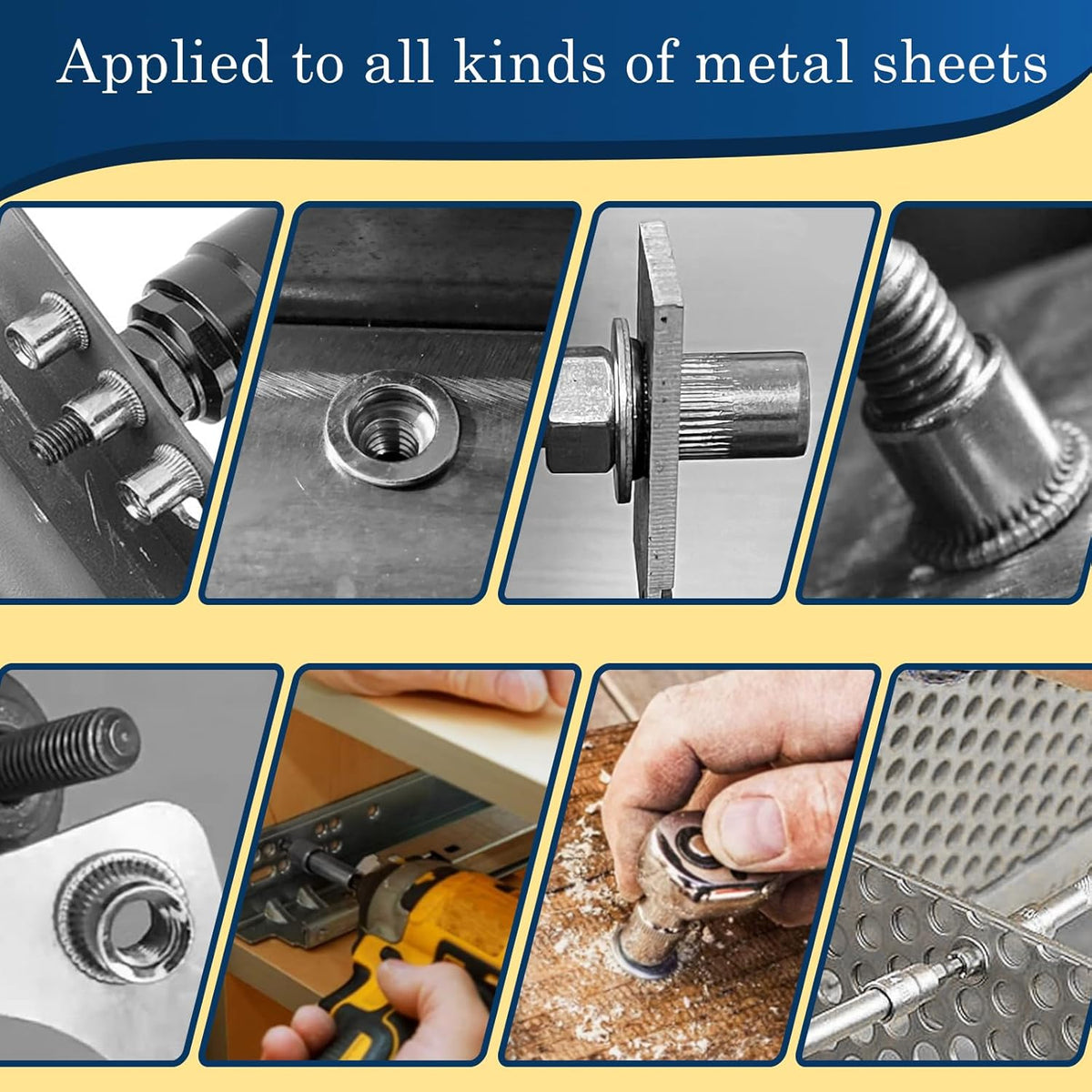 Vifmy Metric & SAE Rivet Nut Assortment Kit(420 Pcs),m3 m4 m5 m6 m8 m10 m12#6-32#8-32#10-24 1/4"-20 5/16"-18 3/8"-16 UNC Flat Head Rivnut Set,Zinc Plated Finish Carbon Steel Nutsert - PuriLite