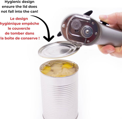Starfrit Securimax Auto Can Opener - Patented Safe Edge Technology with Lid Lifter - Leaves No Sharp Edges on Lid & Can - Heavy Duty Non-Slip Knob - PuriLite