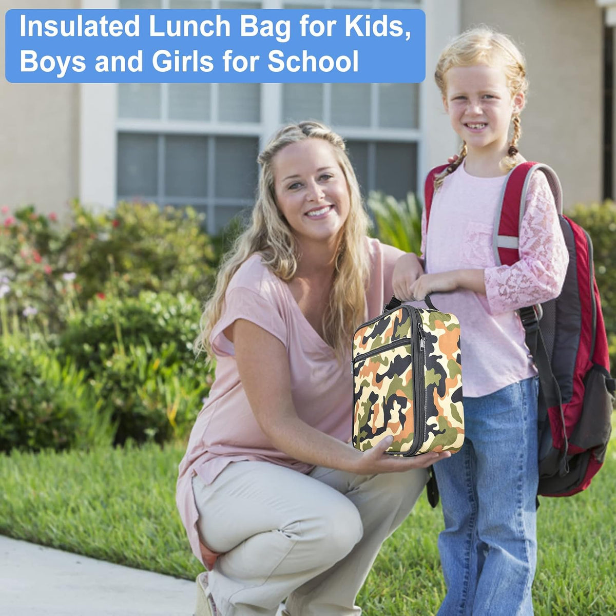 Insulated Lunch Bag, Leakproof Portable Lunch Box for Women Men Boys Girls, Large Capacity Cooler Bag with Handle and Bottle Pocket for Office School Camping Hiking Outdoor Beach Picnic (Black) - PuriLite