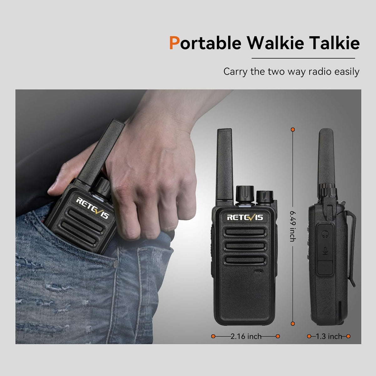 Retevis RT68H 2 Way Radios Long Range with 10 Way Charger,Walkie Talkies Rechargeable for Adults,Easier Charging,Easier Management,LED Display, Keypad Lock,Hands Free Compact Walkie Talkie (10 Pack) - PuriLite