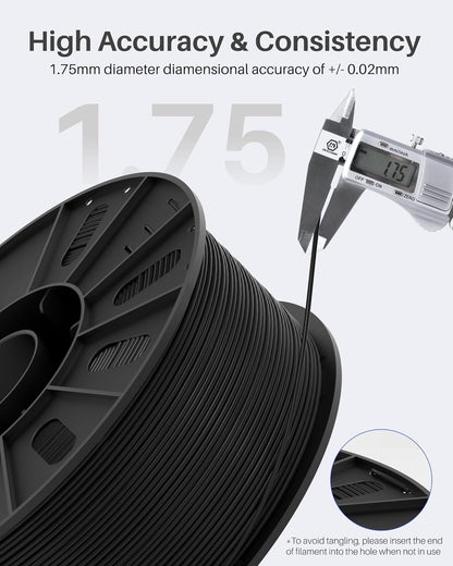 ELEGOO Rapid PETG Filament 1.75mm Black 1KG, 3D Printer Filament Max 600 mm/s High Speed Printing, Dimensional Accuracy +/- 0.02 mm Fit Most FDM Printer 1kg Cardboard Spool - PuriLite