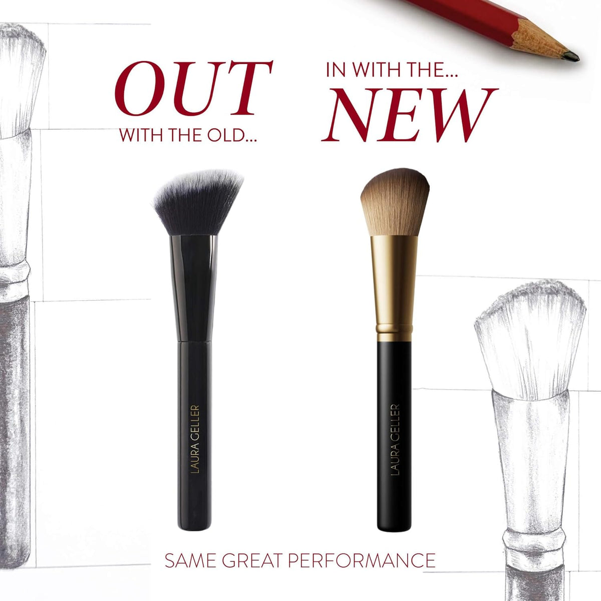 LAURA GELLER NEW YORK Dual-Ended Blush + Bronzer Brush - Blush Bronzer Contour Face Makeup Brush - PuriLite