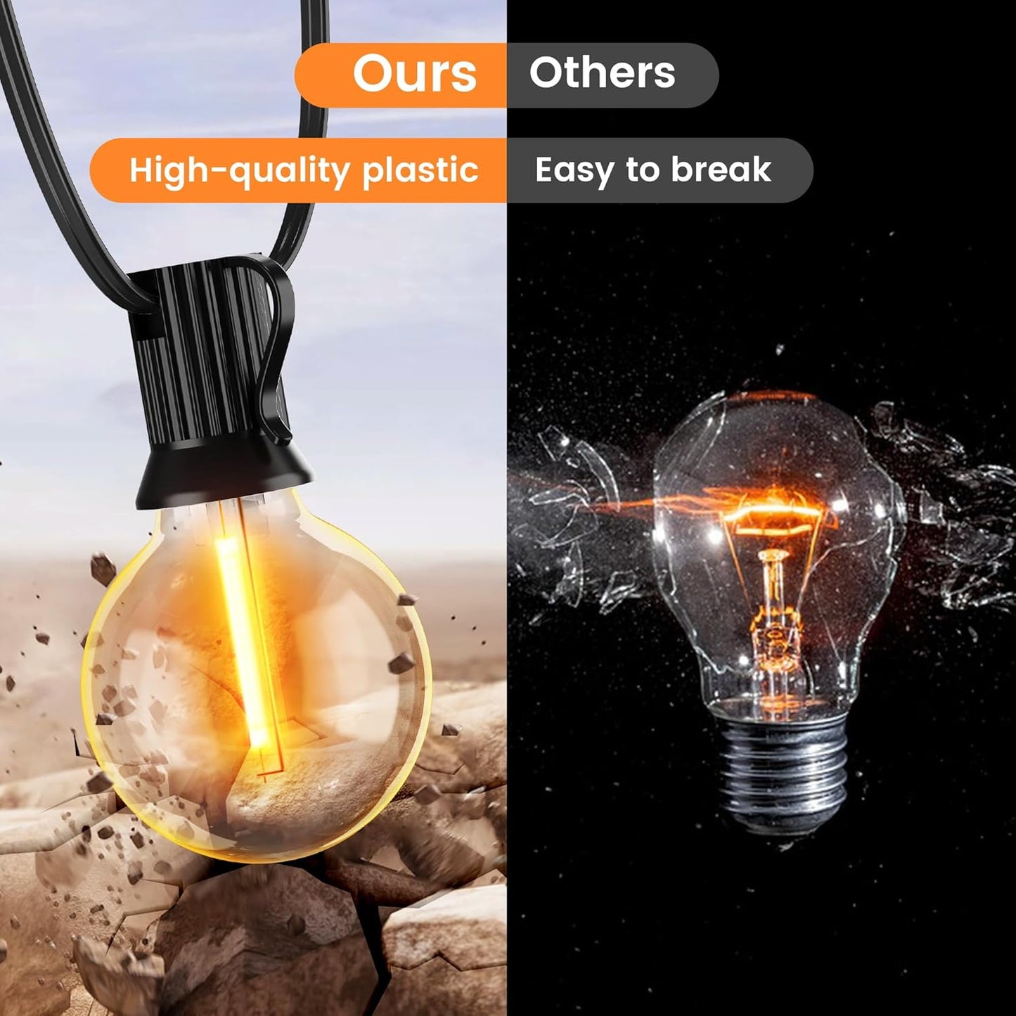 OHLUX 120FT Solar String Lights Outdoor with Remote, Patio Lights with 52 Shatterproof G40 Globe LED Filament Bulbs, Dimmable Outside Edison Hanging Light for Backyard Party Decor - PuriLite