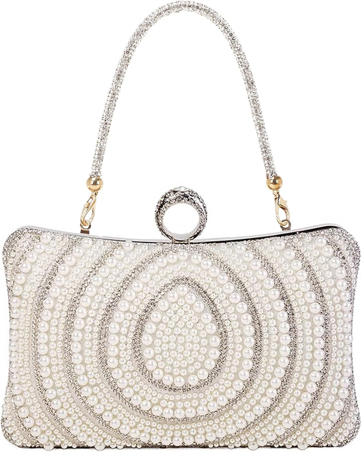 Women's Evening Handbags Pearl Clutch Purse Beaded bag Bridal Clutch wedding Purse - PuriLite
