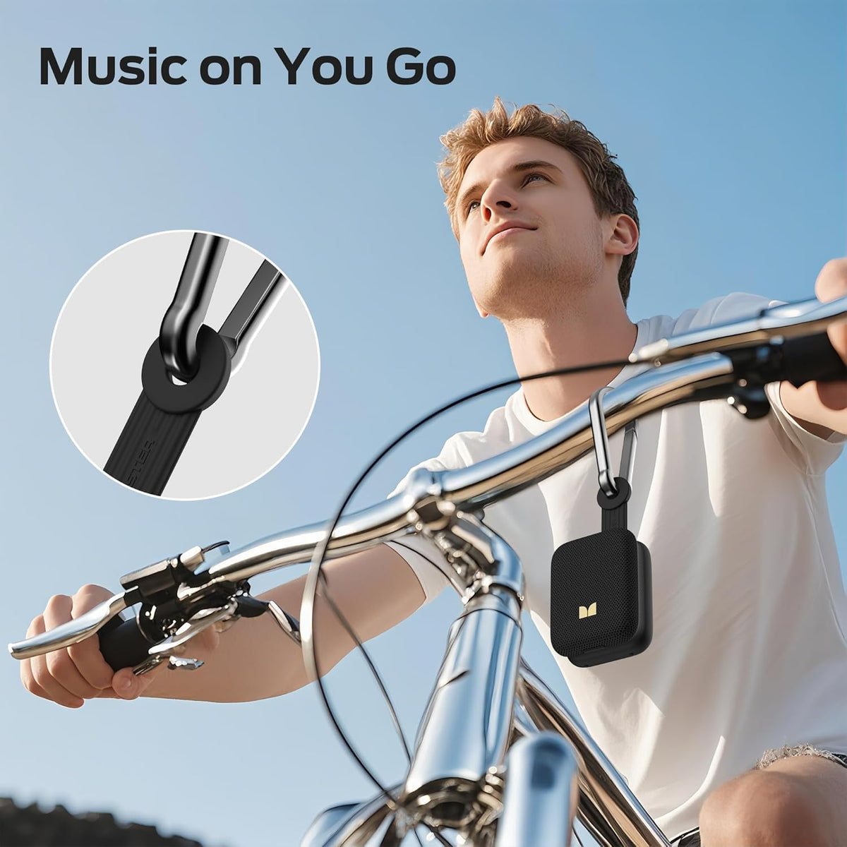 Monster Atomic Atom Wearable Bluetooth Speaker with Mics for Hands-Free Calls, IPX5 Waterproof, Compact and Portable Speaker for Workout, Cycling, Black - PuriLite