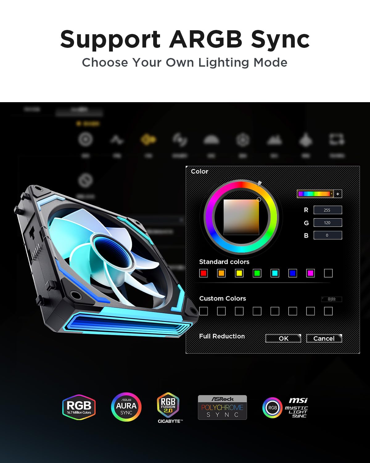 AsiaHorse COSMIQ-Black 120mm PC RGB Fans, 5V 3-PIN Connector Daisy Chain FDB PWM Computer Case Fans with RGB Controller for Cases CPU Liquid Coolers, 3Pack (Black) (White, 3_Pack_Forward_Blade) - PuriLite