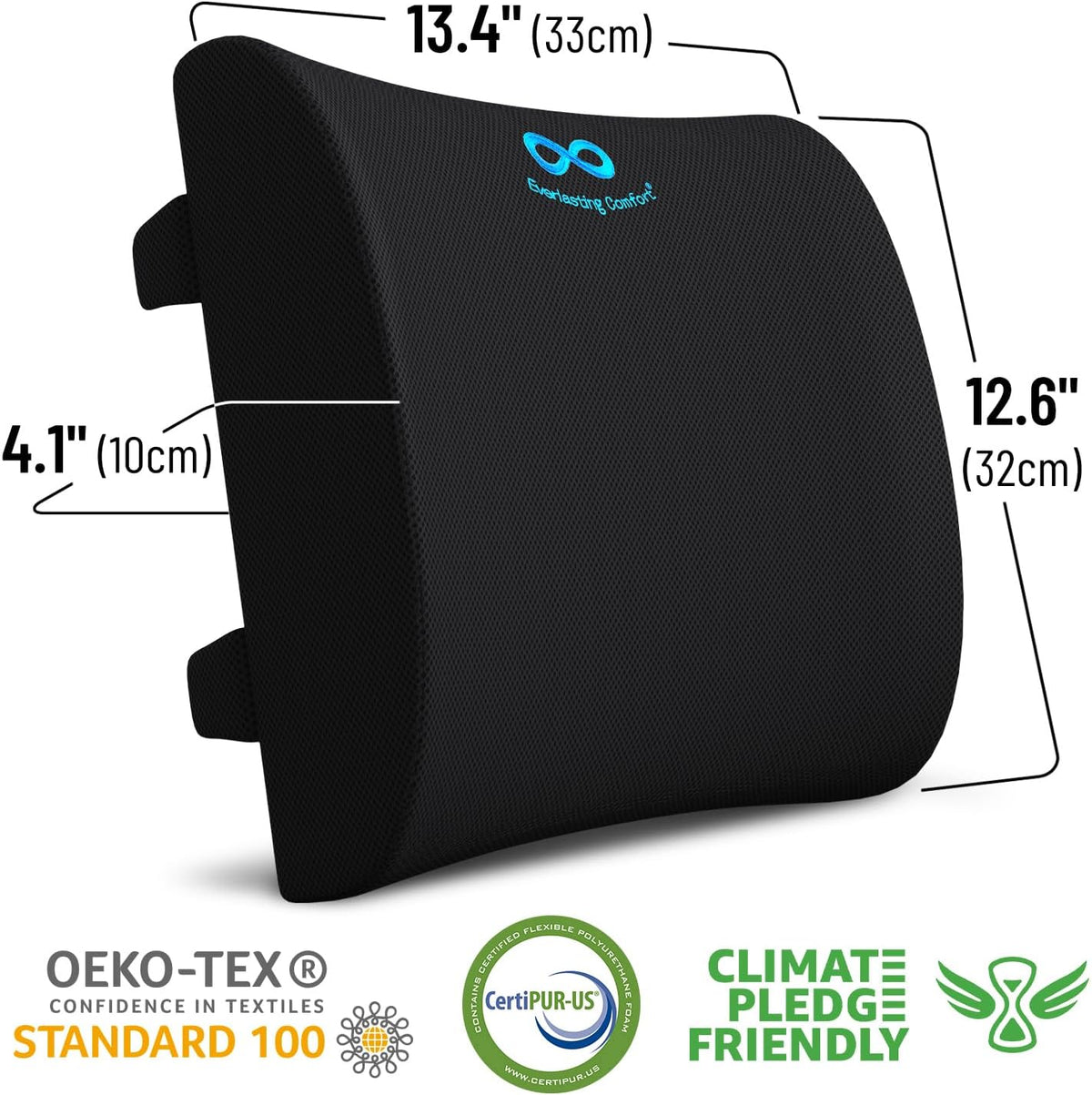 Everlasting Comfort Memory Foam Seat Cushion - Office Chair Cushion for Work, Travel, Car Support Pillow for Driving - Portable Seat for Chairs and Desks - Coussin Chaise - Black - PuriLite