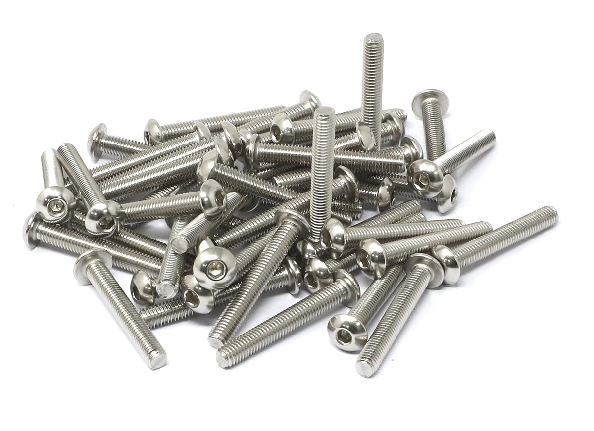 iexcell 50 Pcs M6 x 20mm Thread Pitch 1 mm Stainless Steel 304 Hex Socket Button Head Cap Screws Bolts Kit - PuriLite