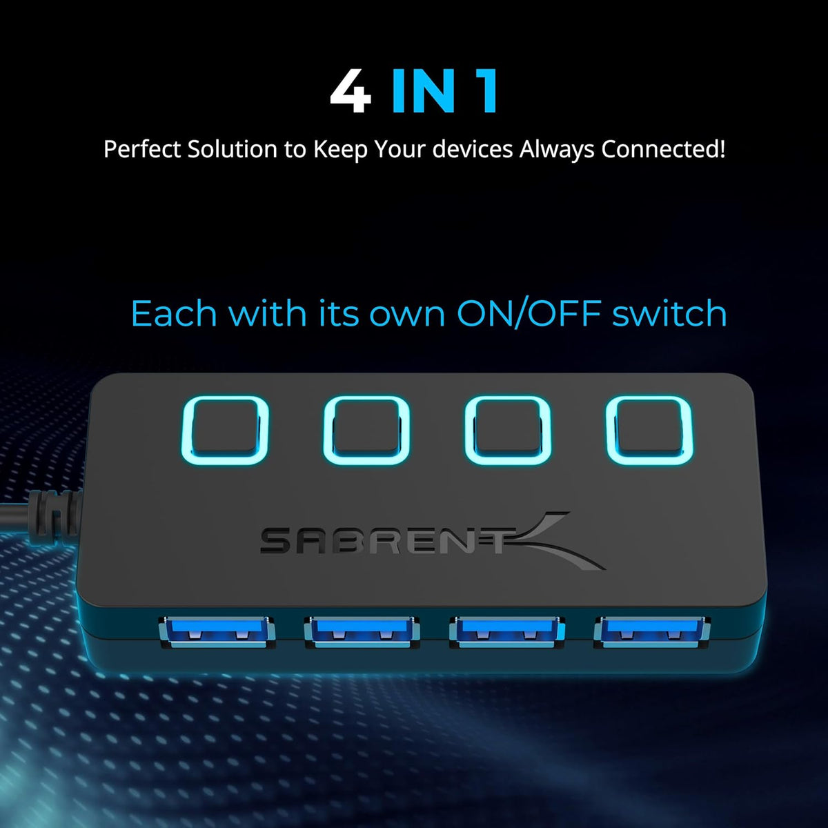 SABRENT16 Port USB hub 3.2 x1 and Charger 90W, with Power Adapter, Fast Powered Data hub, Multiple USB Charging, USB Docking Station, multiport hubs, LEDs on/Off Switch, Mount Bracket Included - PuriLite