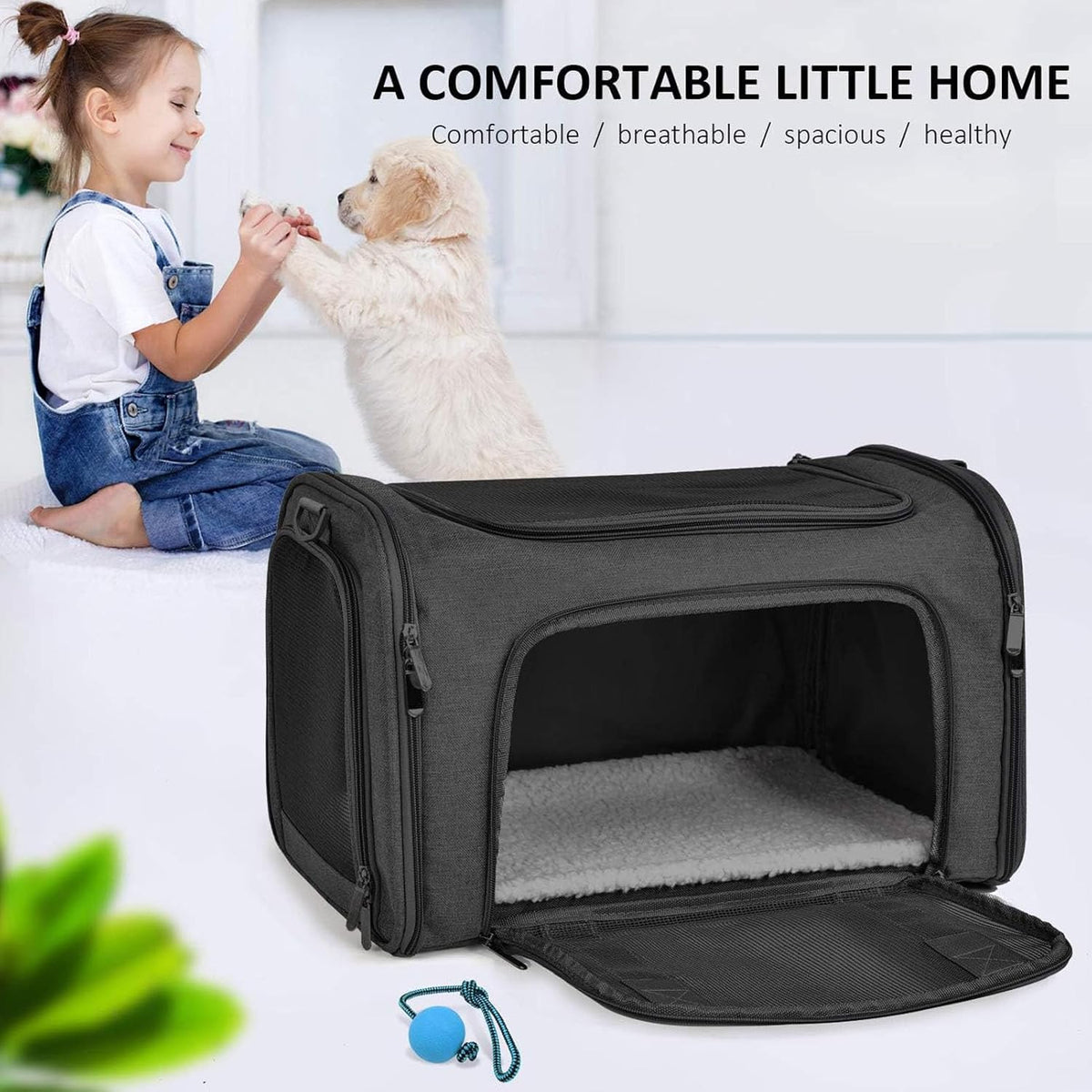 SFBAIHEN Cat Carriers Dog Carrier Pet Carrier for Small Medium Cats Dogs Puppies up to 15 Lbs, TSA Airline Approved Small Dog Carrier Soft Sided, Collapsible Waterproof Travel Puppy Carrier (Pink) - PuriLite