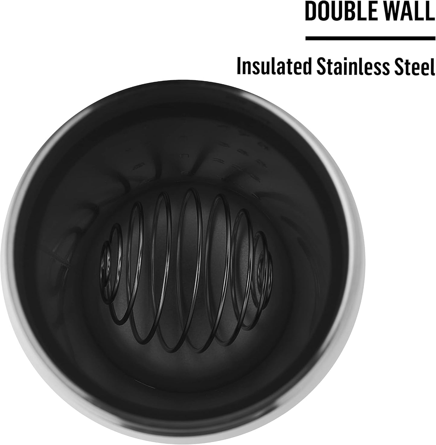 BlenderBottle Strada Twist Cap Shaker Cup Insulated Stainless Steel Water Bottle with Wire Whisk, 24-Ounce, Black - PuriLite