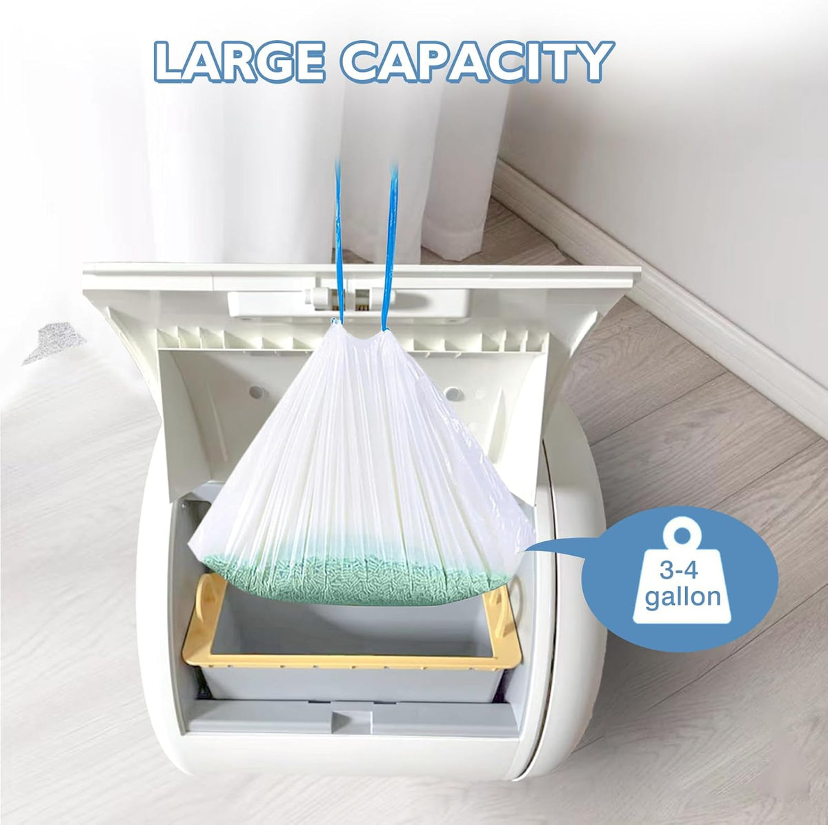 Joddguu 100 Count Self-Cleaning Cat Litter Box Liners Compatible With MW-SC01/MW-SC02/MW-LR01 Automatic Cat Litter Box, Drawstring Heavy Duty Kitty Litter Bags Replacement Trash Bag -18" x 12.6" - PuriLite