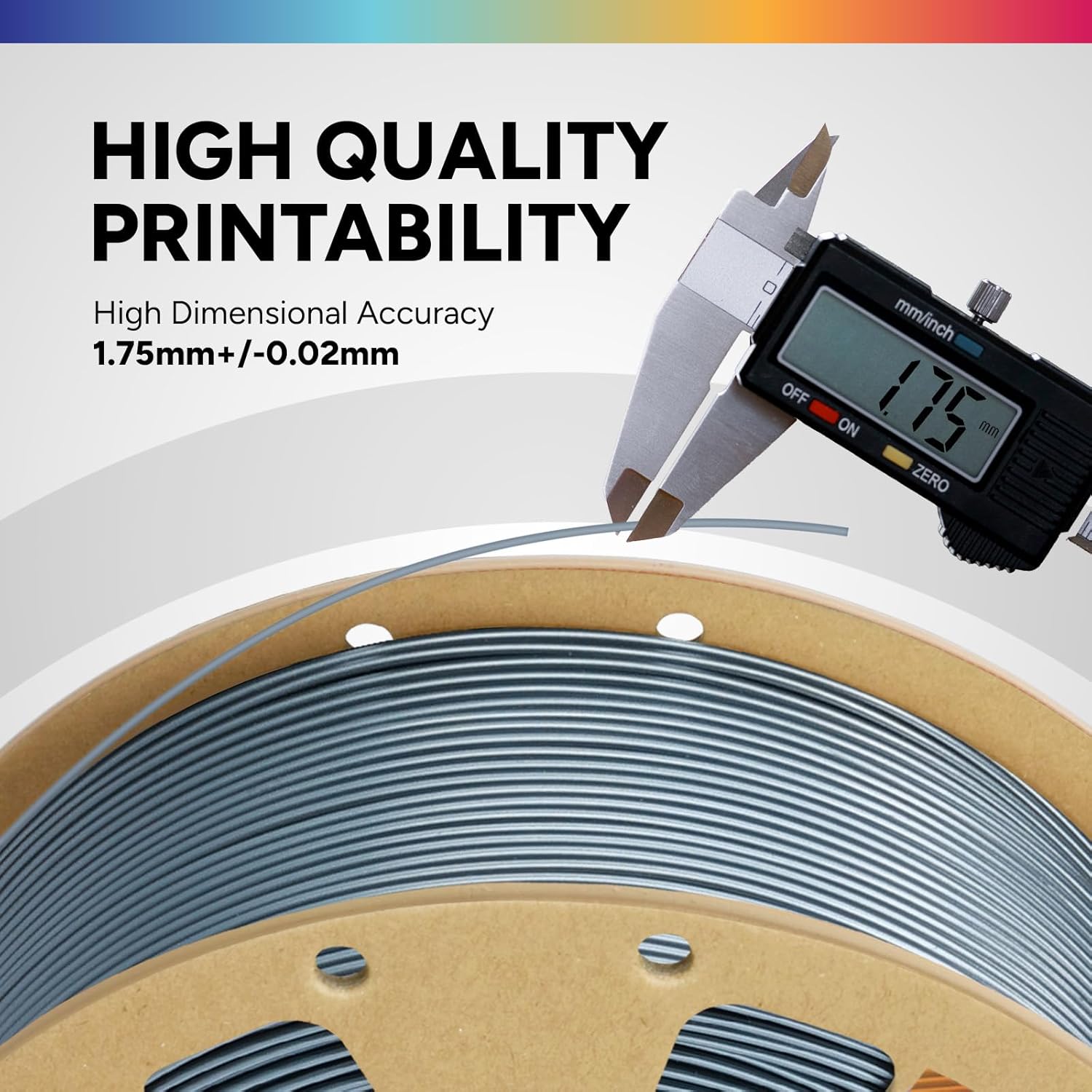 OVERTURE PLA Filament 1.75mm PLA 3D Printer Filament, 1kg Cardboard Spool (2.2lbs), Dimensional Accuracy +/- 0.02mm, Fit Most FDM Printer (Black 1-Pack) - PuriLite