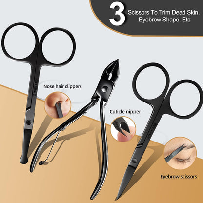 Manicure Set 30 in 1 Nail Clipper set, REDFLOW nail clippers, fingernail & toenail clippers, Manicure Tools, pedicure tools, Suitable for Travel Manicure Kit, Nail Set Kit With Everything Profe - PuriLite