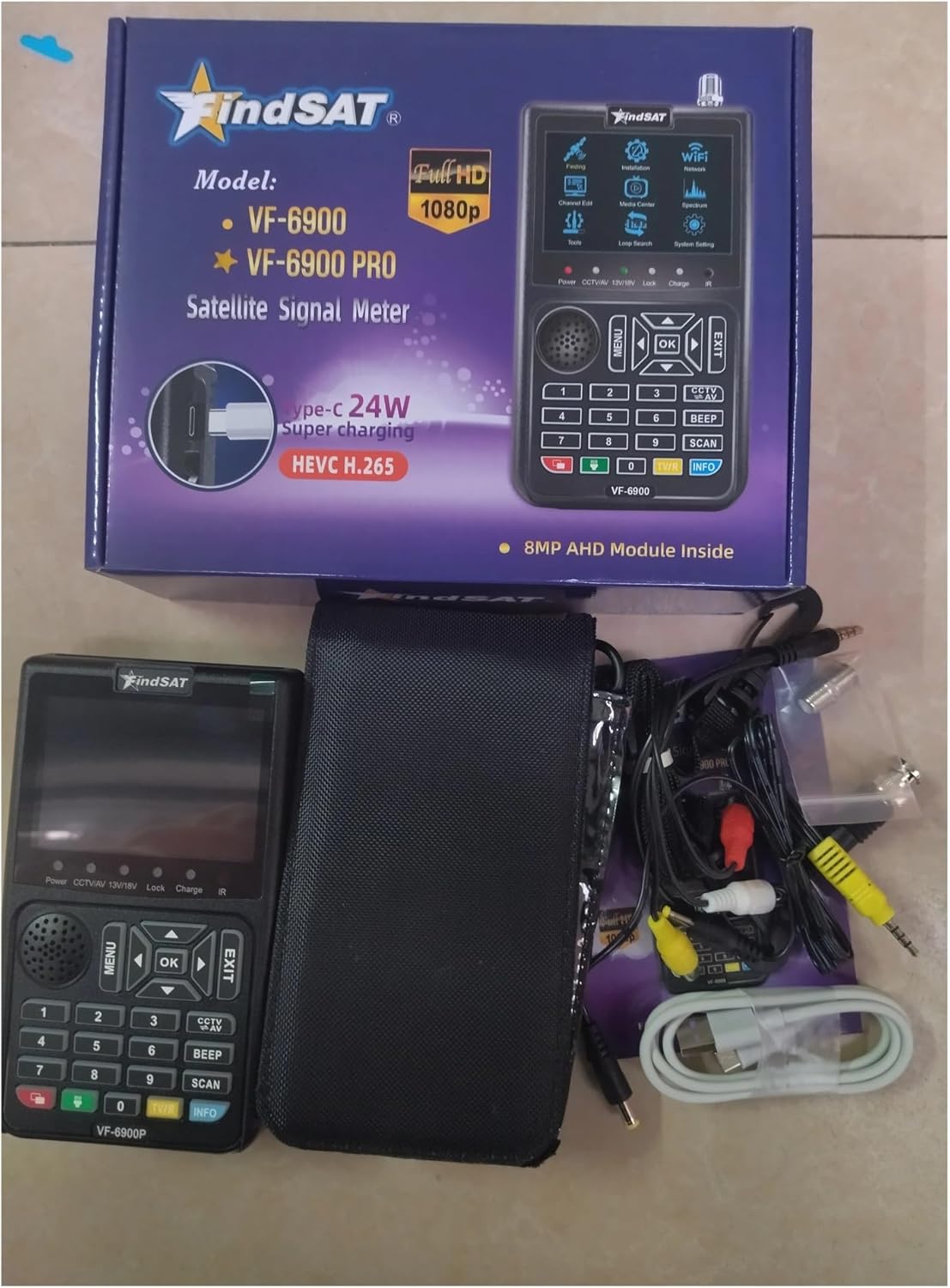 VF-6900P HD Digital Satellite Finder DVB-S/DVB S2/MPEG2 Sat Finder Meter SatelliteTV Receiver Tuner Vs ST-5150 KPT-716TS(VF6900P) - PuriLite