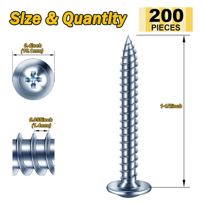 150Pcs #8 × 2" Black Screws for Wood, Phillips Truss Head Wood Screws, Quick Metal Self Tapping, Zinc Plated Steel, Truss Head Screws by Mywish - PuriLite