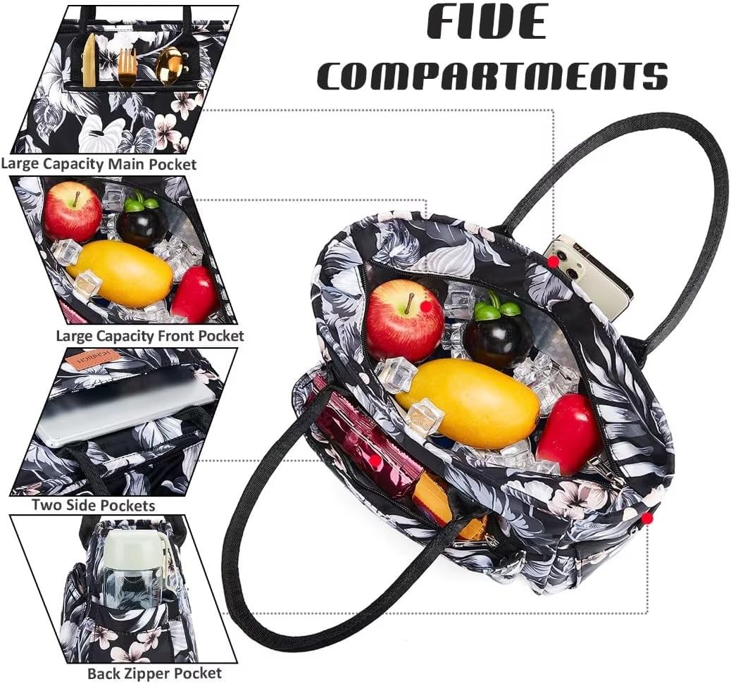 Lunch Bag for Women, Insulated Lunch Box for Work, Large Leakproof Cooler Purse with Side Pockets & Removable Shoulder Strap Women's Lunch Tote Bag for Picnic Work Beach Cute Lunch Bags (Heart) - PuriLite