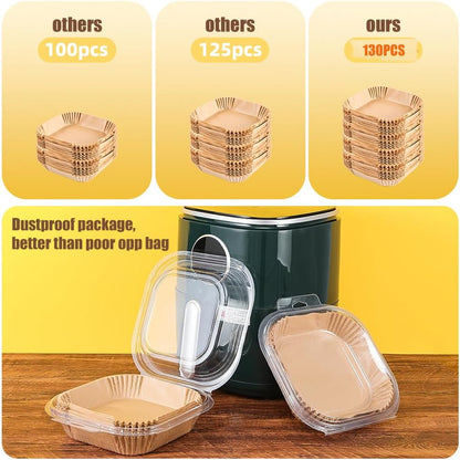 7.5 Inch Air Fryer Parchment Paper Liners Square,150 Pcs Non-Stick &Oil-Proof Air Fryer Liners Disposable for 2-5 QT Frying,Baking,Roast - PuriLite