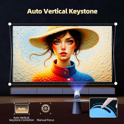 Mini Projector with WiFi and Bluetooth, Support 4K Projector Full HD with Automatic Vertical Keystone Correction 270° Rotation Projector and Android 11.0 Compatible with Phone/HDMI/USB-White - PuriLite